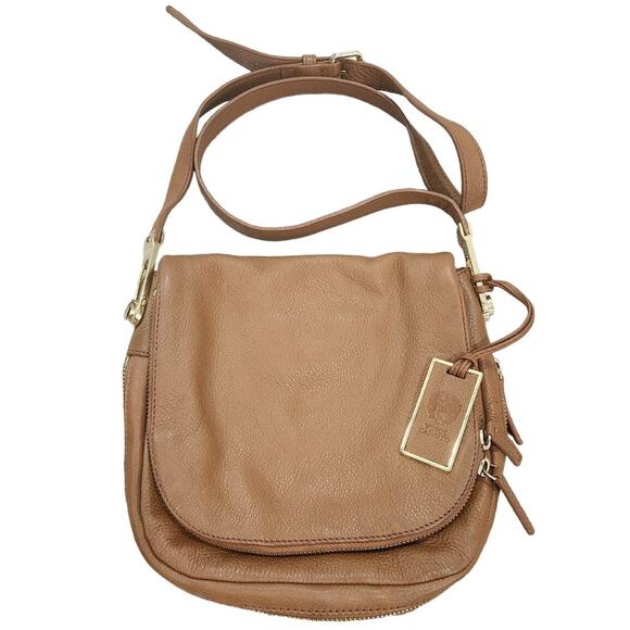 Vince Camuto Leather Crossbody Bag Brown Gold Hardware Adjustable Strap - Picture 1 of 8